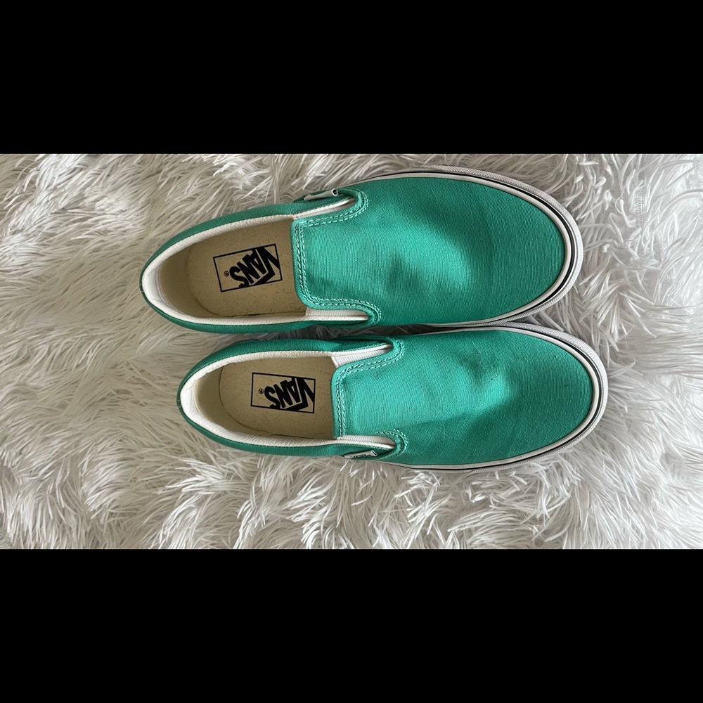 Vans slip on. Aqua green. Never worn.